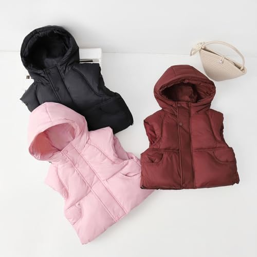 Toddler Vest Boys Girls Fleece Vest Puffy Toddler Boy Sleeveless Jacket Coat with Removable Hood2