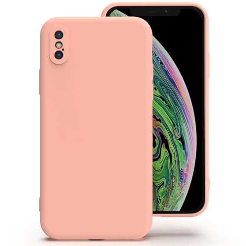Zuvirelx Silikon Handyhülle für iPhone X/XS Hülle, Weiches Griff, Dünne, Minimalistisch, Stoßfest, rutschfest, Taschenpassend - Mädchenpink