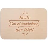 JUNIWORDS Frühstücksbrettchen, Beste Obst- und Gemüsehändlerin der Welt (1002450), Holzbrett Frühstücksbrett Holzbrettchen