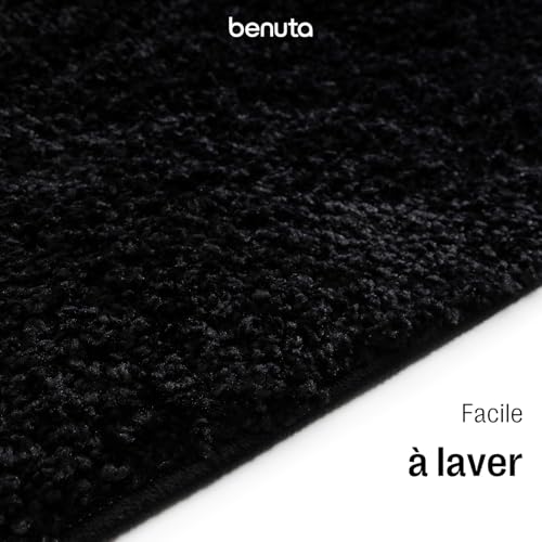 Tapis poil long noir Sohari benuta Basic 200x290 cm lavable et minimaliste pour salle à manger