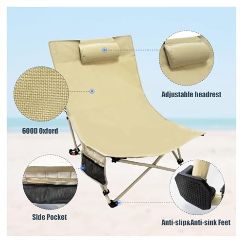 Chaise de camping pliante inclinable à 4 positions avec appui-tête confortable - 5