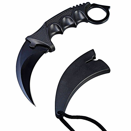 Wetop Karambit Knife, Tactical Combat Karambit Neck Knife, Cs-Go Stainless Steel Tactical Knife With Sheath And Cord, Nice Knife For Outdoor Survival, Camping(Pure Black) #TOP4