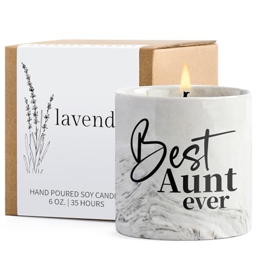 Aunt Gifts - Auntie Gifts from Niece, Auntie Gift Ideas from Nephew, Christmas Birthday Presents for Aunty, Tia Wedding and Mother's Day Gift - 6 Oz Ceramics Scented Best Aunt Ever Candle