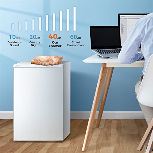 Kismile 3.0 Cu.ft Compact Upright Freezer With Reversible Single Door,Removable Shelves Mini Freezer With Adjustable Thermostat For Home/Kitchen/Office (3.0 Cu.ft, White) #TOP1