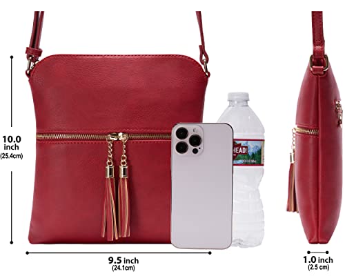 Image of Solene Womens Lightweight Medium Crossbody Purse with Tassel, Perfect Size Crossbody Bags for Daily Use, travel
