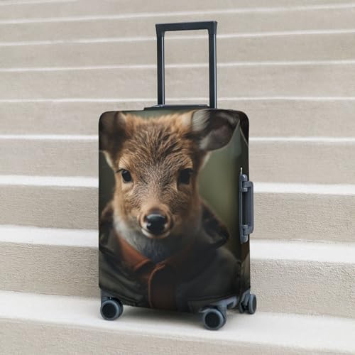 Roe Deer in Jacket Luggage Cover Dustproof Suitcase Cover Elastic Washable Travel Luggage Protector Suitcase Protector Stretch Baggage Protector for 18-32 Inch Luggage Medium 6