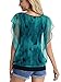 BAISHENGGT Women's Loose Batwing Sleeve Mesh Blouse Top X-Large Peacock Blue