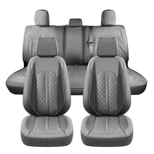Truckiipa Leather Seat Covers for Jeep Wrangler JK Full Set Wrangler Seat Covers Seat Protector Cushion Custom Fit for 2007-2017 Jeep Wrangler JK 4-Door Sahara Sport Rubicon Freedom, Full Set, Grey