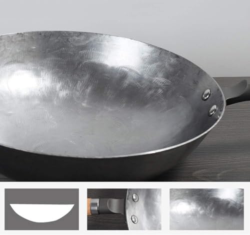 Wok tradicional de hierro con mango de madera 36cm miniatura 3