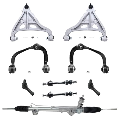 Image of Detroit Axle - 4WD Front 9pc Rack & Pinion Kit for 05-08 Ford F-150 Lincoln Mark LT, Rack and Pinion Control Arms w /Ball Joint Outer Tie Rods Sway Bars 2005 2006 2007 2008 Replacement