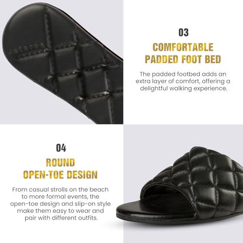 Image of JATAREA Women's Slip-On Flat Sandals with Round Open Toe | Dressy Summer Slides for Women