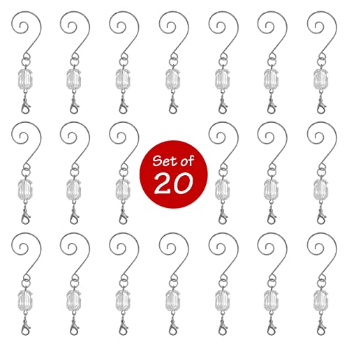 Banberry Designs Christmas Ornament Hooks - Clear Acrylic Silver Wire Ornament Hooks - Pack Of 20 - Decorative #TOP1
