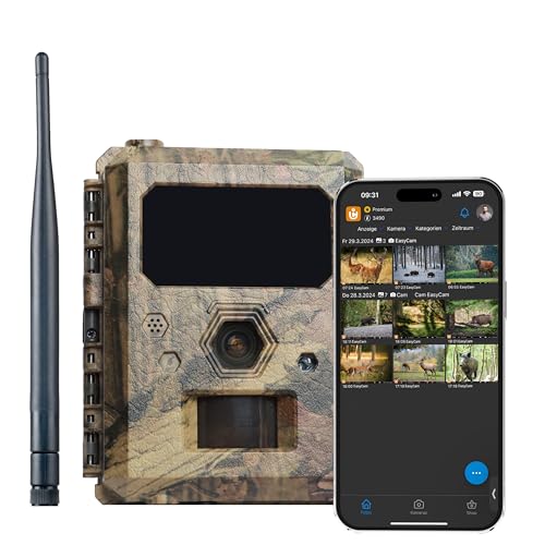 ICU CLOM EasyCam Outdoor Wildkamera 50 Erfassungswinkel 16GB SD-Karte 4G/LTE Verbindung Bewegungsmelder & App-Steuerung für Jagd & Überwachung