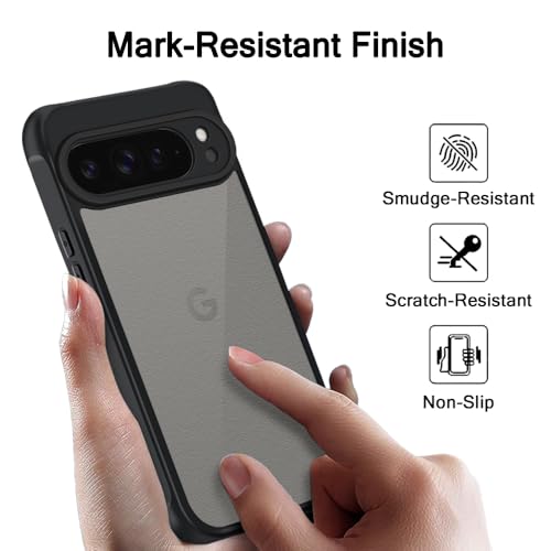 Image of TheGiftKart Hybrid Matte Frosted Translucent Back Cover Case for Google Pixel 9 Pro | Shockproof Design | Camera Protection Module | Hard Back Cover Case for Google Pixel 9 Pro (PC & TPU, Frost Black)