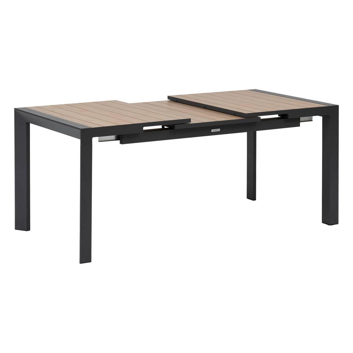 HESPERIDE - Table de Jardin Extensible Evasion Gris Graphite - 8 Places - Aluminium Antirouille Aluminium Effet Bois - Meuble d'Extérieur Rallonge