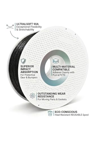 Image of 3IDEA Bambu Lab TPU 90A 3D Printing Filament - Black, Reusable Spool 1KG