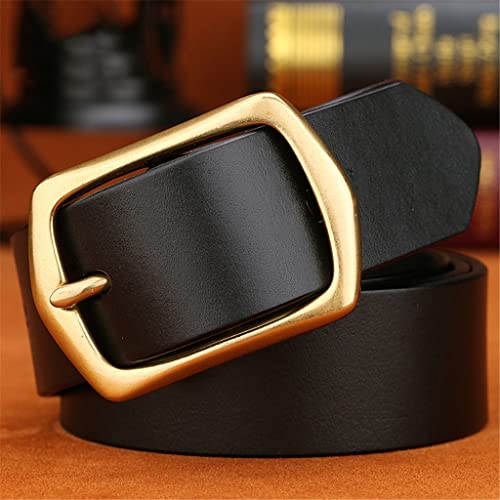Cinturón de cuero con hebilla para hombre, de piel de vaca, para jóvenes, de mediana edad, informel (couleur : A, tamaño : 115 cm)