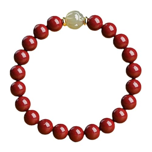 Bracelet cinabre naturel rouge 6mm fleur de jade, accessoire idéal pour votre sérénité