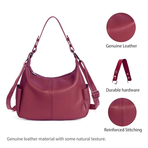 Image of Genuine Leather Purses for Women Hobo Crossbody Bags Casual Work Shoulder Bag with Adjustable Strap