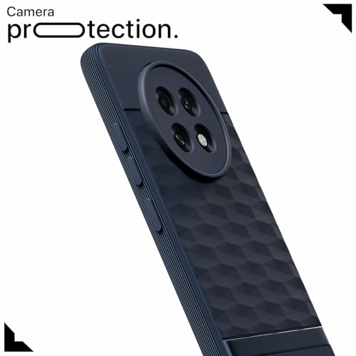 Image of Pikkme Back Cover for Oppo F31 Pro Plus 5G Camera Protection 3D Hexa Cube Design Silicone Protective Bumper Case (Blue)