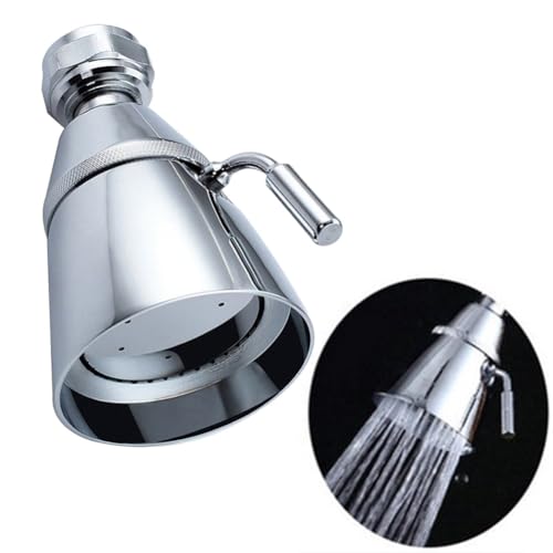 FUANA Soffione doccia girevole in lega di zinco, per spruzzatore a risparmio d'acqua a 360 gradi con uscita dell'acqua regolabile, argento