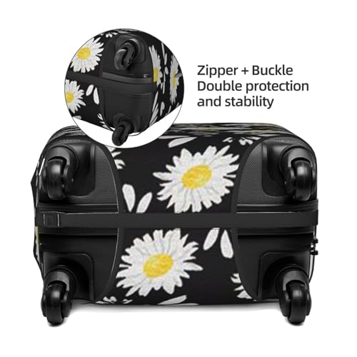 White Daisy Print Suitcase Cover Luggage Protector Washable Elastic Fashionable Travel Gear Cover4