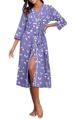 Image of PrinStory Womens Robe Long Knit Bathrobe Lightweight Soft Robes Ladies Bath Robe