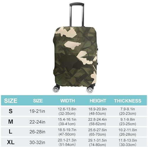 Army Camouflage Travel Luggage Cover Elastic Washable Suitcase Cover Dustproof Anti-Scratch Suitcase Protector Fits 19-32 Inch Luggage, S2