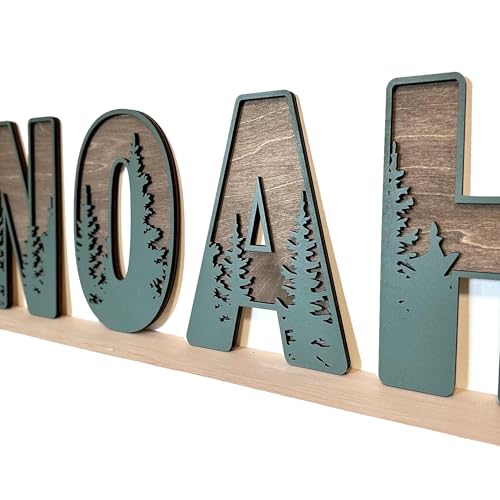 Name Sign For Nursery, Boho Nursery Sign, Family Name Signs, 3D Wall Art for Children & Kids Rooms, Baby Shower, First birthday gift (Woodland)