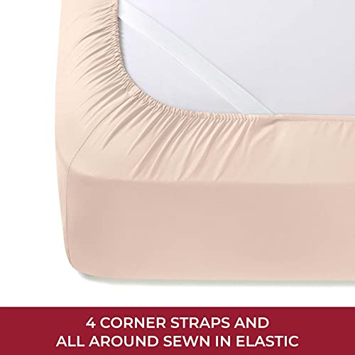 Image of Mellanni RV Short Queen Sheets - 4 PC Iconic Collection Bedding | Hotel Luxury, Extra Soft, Cooling Bed Sheets - Deep Pocket up to 10 inch (RV /Short Queen, Beige)