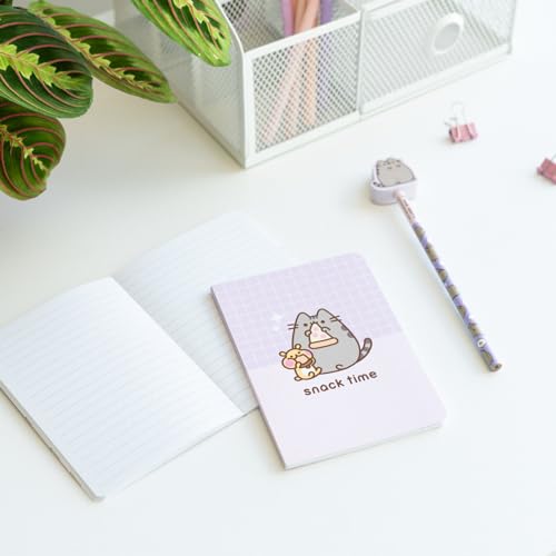 Grupo Erik Schreibwaren Set Pusheen Cat Kugelschreiber Bleistift mit Radiergummi - Federmäppchen Groß - Büroklammern - 4 Textmarker - Notizzettel Klebend Pusheen Fanartikel Kawaii Schulsachen