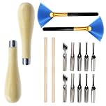 Lanstorm 2 Set Lino Cutter, Engraving and Stamp Lino Cutting Tools, Printing Kit with 2 Cleaning Brushes, Linoleum Cutter Tools for Printmaking Wood Carving Sculpture and Handicrafts Projects
