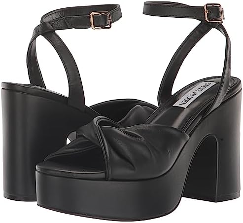 Steve Madden Women's Caelan Heeled Sandal, Black Leather, 6.5 | Image 6