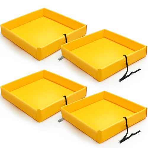 Frienda 1 Pcs Folding Duck Pond 4' x 4' x 6" Portable Heavy Duty PVC Leak Containment Tray for Oil Changes, Generator Fueling, Vehicle Maintenance, Duck Pool, Pig Cooling Pool &amp; Pet Bath(Yellow)