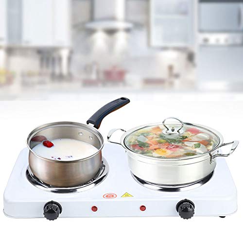 Image of Electric Double Burners, Automatic Temperature Control Durable and Antirust Double Burners Hot Plate, Lightweight Design for Home School Kitchen Restraunt