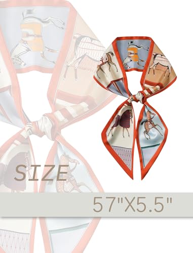 CHUNG Head Scarf Hair Neck Scarves Women Skinny Silky Satin Long Thin Fashion Neck Tie 57"x5.5" hat Wrap Ribbon4