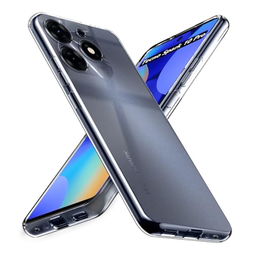 Image of Fashionury Crystal Clear Case for Tecno Spark 10 Pro | Yellowing Resistance | Transparent TPU Silicone | Raised Camera Lips | Slim Transparent Cover