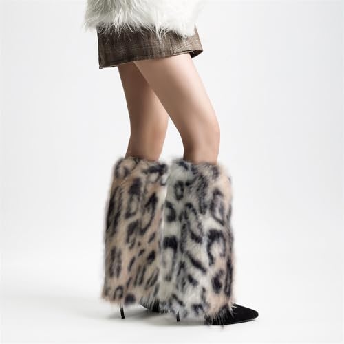 Image of Sexybody Leg Warmers for Women & Girls Y2K Kawaii Fluffy Fur Flared Leg Warmer Furry Goth Grunge Socks Harajuku Leopard