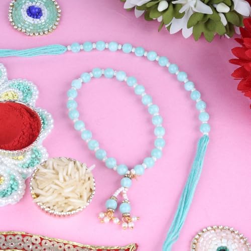 Image of Traditional Rakhi For Bhai- Bhabhi For Raksha Bandhan| Handcrafted Thread Bracelet For Brother| Indian Designer Rakhi for Bhaiya & Bhabhi Combo
