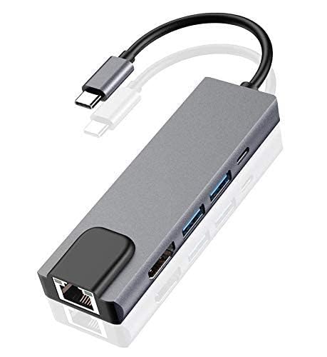 C TO 5 in 1 Adapter,USB 3.1 USB C to HDMI+ Ethernet (RJ45)+USB 3.0+Type C Multiport Adapter with 4k HDMI Port and 1000m LAN Port, Type C to Multiport 5 in 1 C (PD) USB 3.0 X 2 LAN RJ45 5 GBPS-image-8
