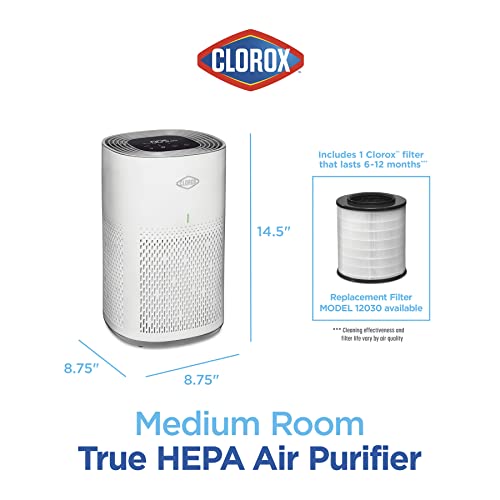 Clorox Air Purifiers For Home, True Hepa Filter, Medium Rooms Up To 1,000 Sq Ft, Removes 99.9% Of Mold, Viruses, Wildfire Smoke, Allergens, Pet Allergies, Dust, Auto Mode, Whisper Quiet #TOP6