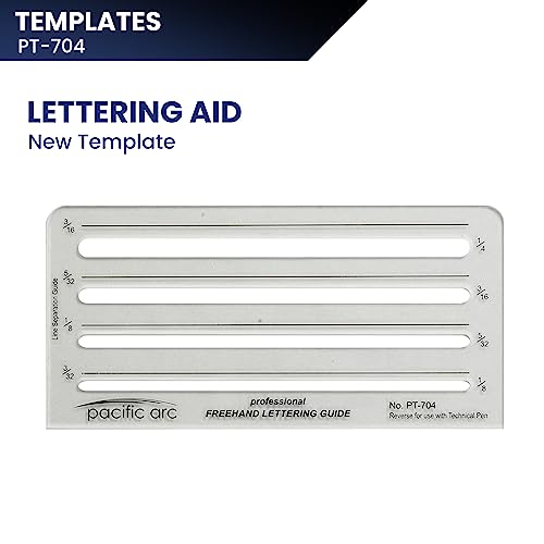 Image of Pacific Arc - Freehand Lettering Aid Template - Stencil for Professional or School Work - 3.375 inch x 6.875 inch
