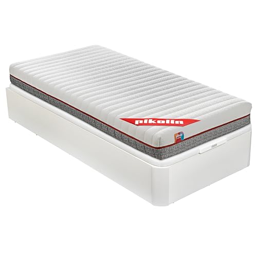 PIKOLIN Pack Descanso Colchón PIKUP Kids para niños 19cm + Canapé Abatible Alta Capacidad Blanco 32cm| Montaje + Retirada de Usado | 80x190 | Espuma HR y Fibra Atérmica