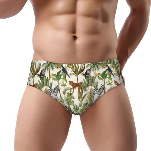 Jungle animals Mens Underwear Briefs - Soft Breathable Stretch Comfort Mens Bikini Underwear