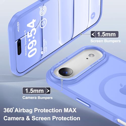 Newfuture Magnetic for iPhone Air Case [Compatible with Magsafe] [Military Grade Drop Protection] Translucent Matte Anti-Scratch Shockproof Protective Phone Cover 6.5 Inch, Light Purple — view 6