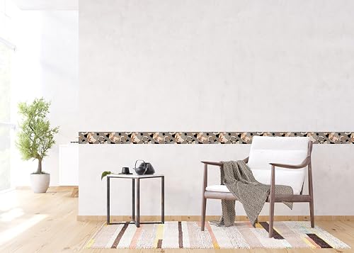 AG Design Selbstklebende Bordüre Kreise Blumen, AWB 8272 | Wasserfest Dekoration für Wände, Möbel, Tapeten, Wandverkleidungen und Türen, Folie, Mehrfarbig | Breite 500 cm x Höhe 13.8 cm