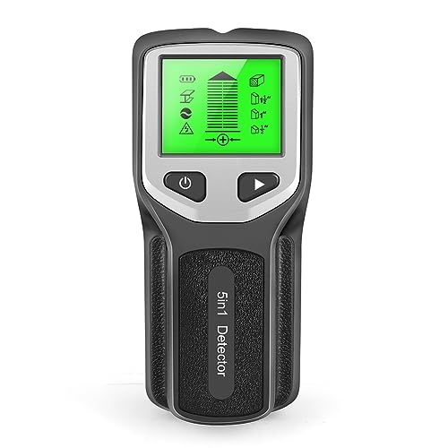 ziyuan Escáner de pared 5 en 1, detector digital de pared, detector de pared de PVC, tubo de agua, buscador de metales, color negro y plateado, duradero, fácil de usar, 152 x 62 x 28 mm