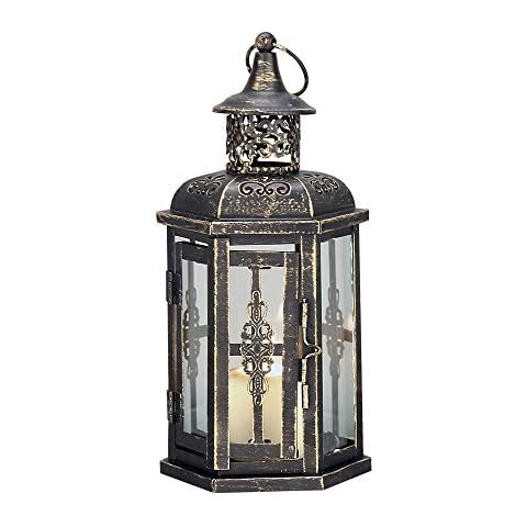 JHY DESIGN Vintage Candle Lantern with Glass Cover