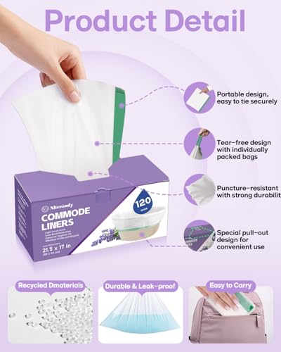 Lavender Scented Commode Liners For Bedside Commode, 120 Count_desvips.com