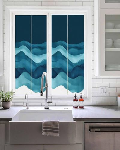 Window Privacy Film Teal Ombre Stained Glass 19.6"x39.3" miniatura 1